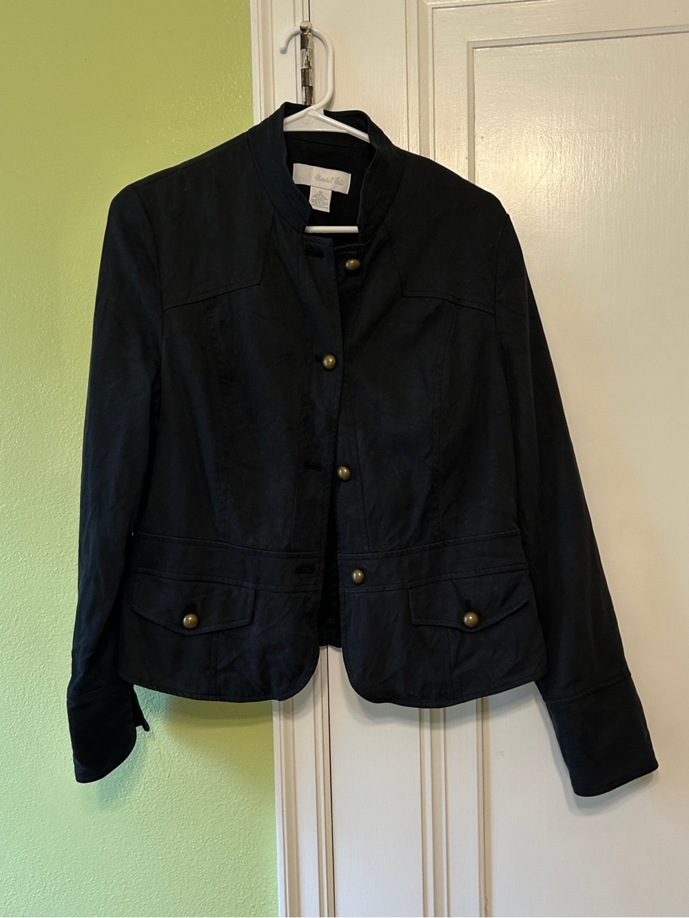 Women's Black Military-Inspired Button Vintage Jacket
